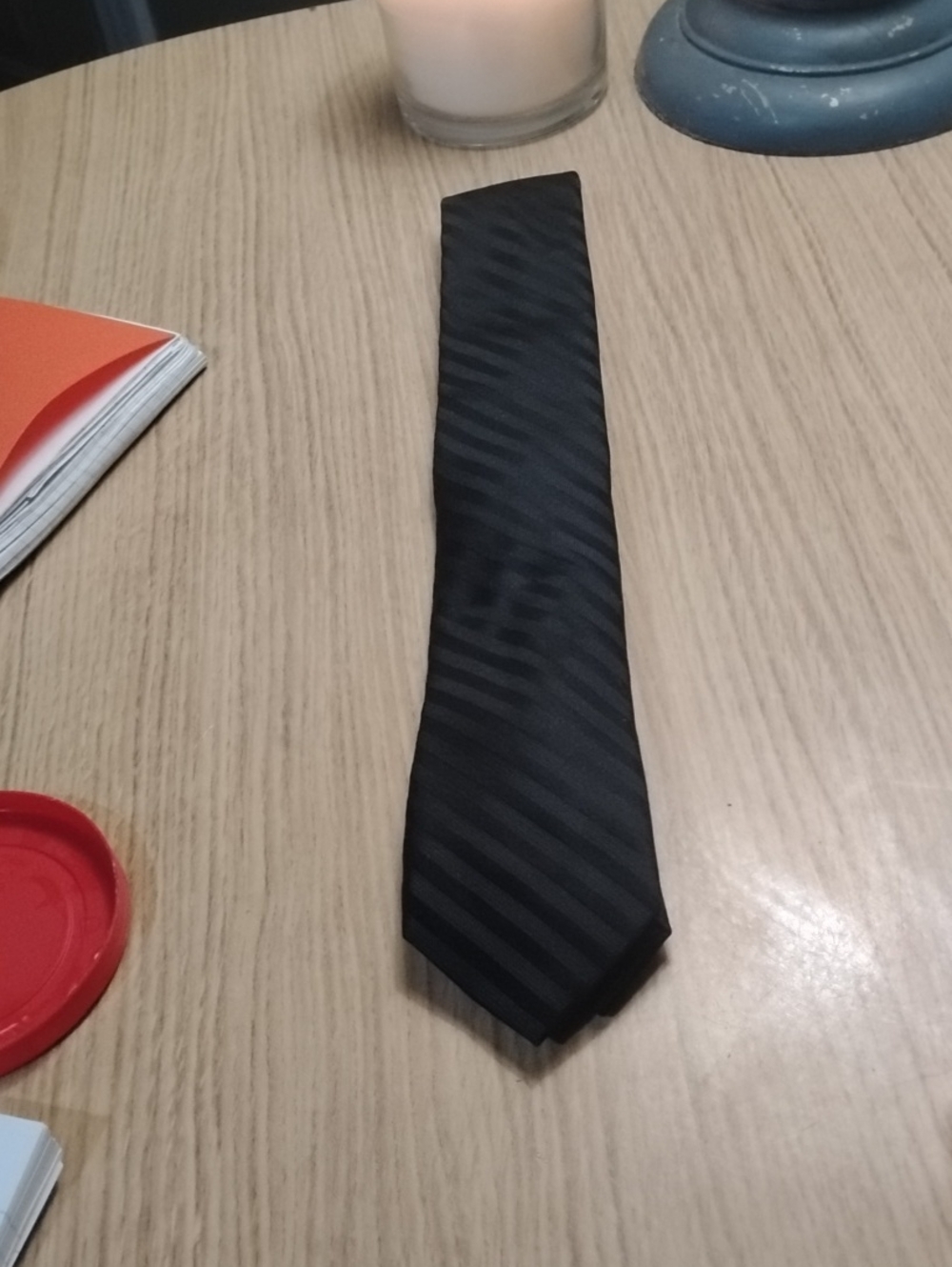 Kenneth Cole Black Subtle Striped Tie